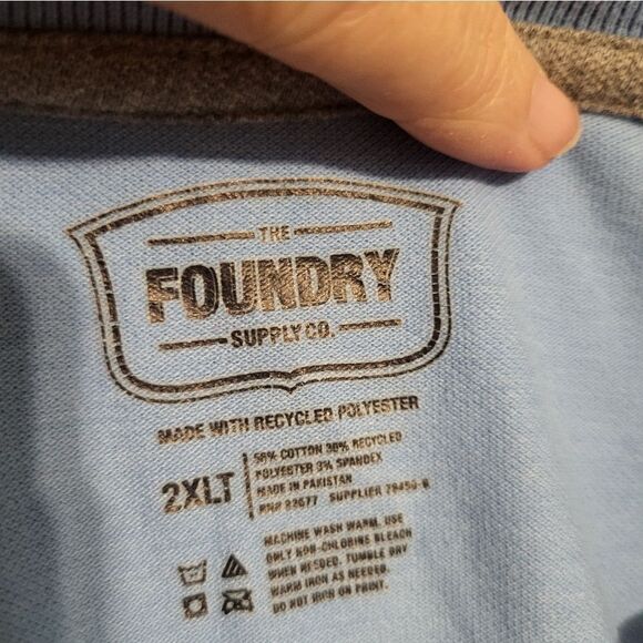 53 The Foundry Baby Blue Mens Polo Shirt, Big & Tall 2XLT - Picture 4 of 4